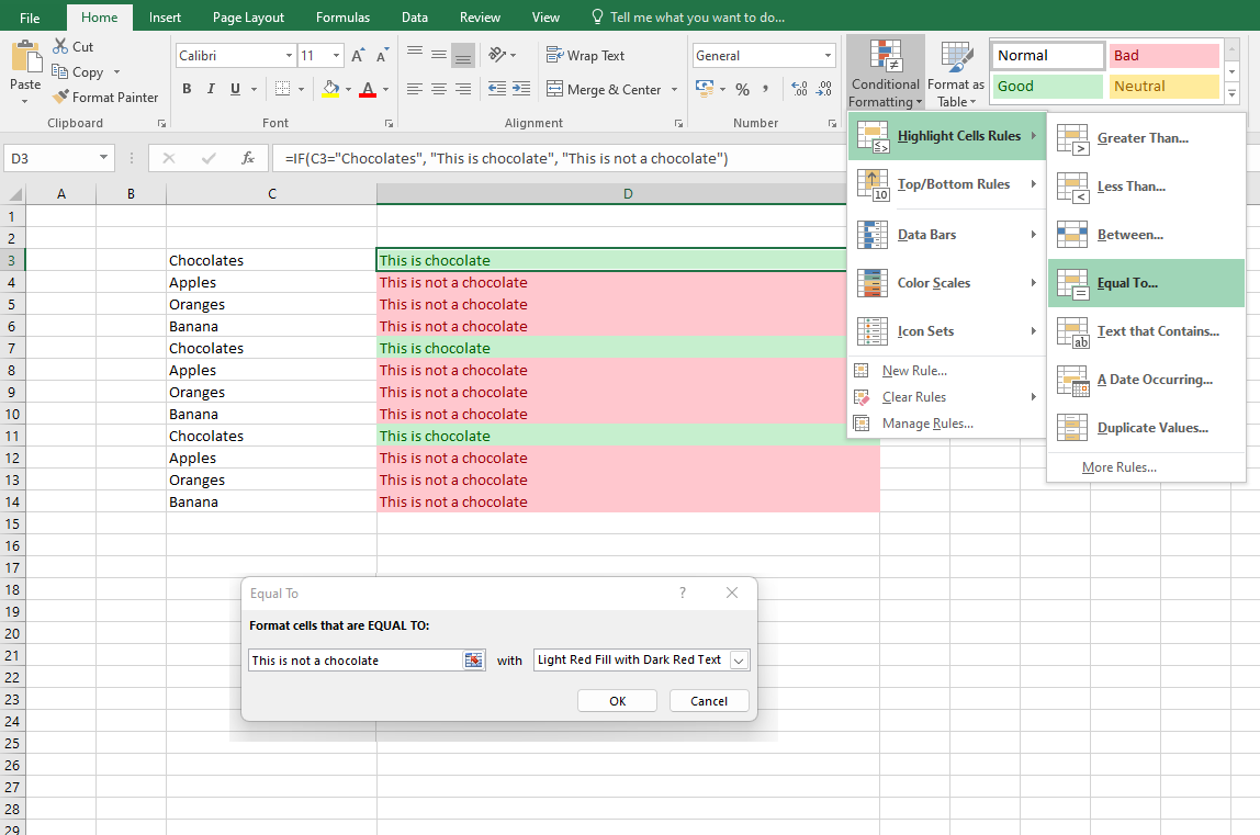 Apply Conditional Formatting